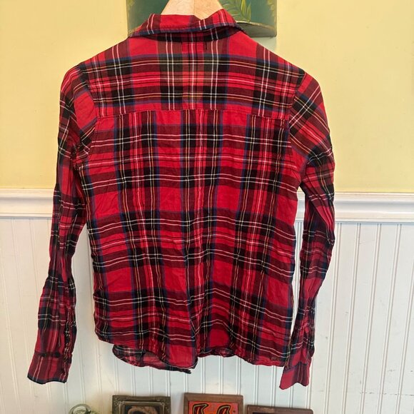 Wet Seal  L Vintage Red Plaid Long Sleeve Button-Up Shirt L 100% Cotton Casual L - Picture 2 of 5